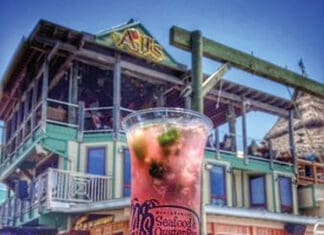 A Destin Staple Celebrates 40 Years of Fun, Food and Live Music: AJ’s Seafood & Oyster Bar AJs drink with view