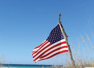 flag on beach